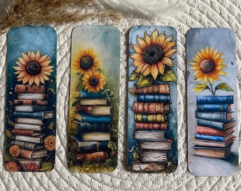 Lesezeichen Illustration | Lesezeichen mit Sonnenblumen Illustration | Bookmark