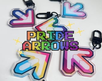 DDR Dance Dance Revolution Pride Rainbow Holographic Left-RightArrow Keychain