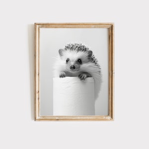 Poster Riccio Poster Bagno Animale Arte Animale Regalo Animale Decorazione Parete Bagno Stampa Arte Bagno Bianco e Nero Download Digitale