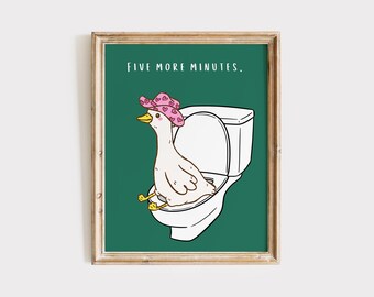 Funny Goose Bathroom Art Print | Whimsical Toilet Decor (Digital Download)