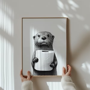 Poster Lontra Poster Bagno Animale Poster Lontra Regalo Lontra Arte Decorazione Parete Bagno Poster Stampa Bagno in Bianco e Nero Poster Lontra Bagno Poster