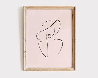 Woman Line Drawing Art Print, Female Body Print Poster, Minimalist Feminine One Line Wall Home Decor, Modern Body Line Art, Digital Download