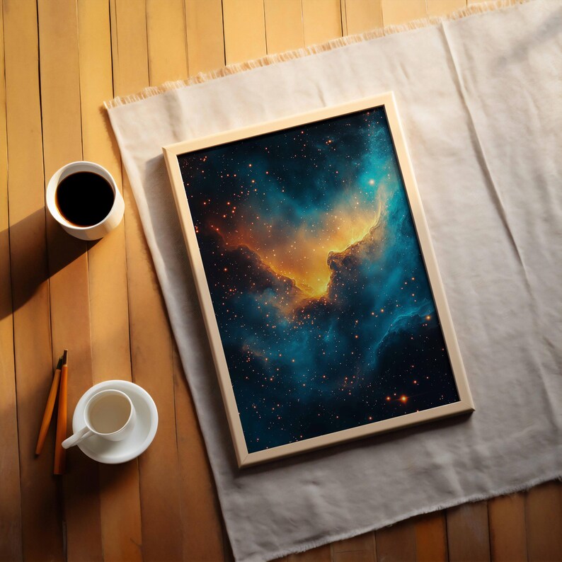 Colorful Space Nebula Wall Art Printable, Cosmic Galaxy Abstract Print ...