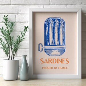 Tinned Sardines Digital Art Print | Retro Wall Art | Sardine Poster | Kitchen Decor | Foodie Gifts | Tinned Fish Art | Trendy Food Poster