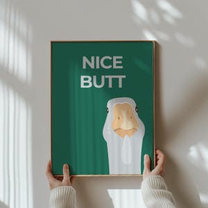 Dummer Gans Badezimmer Kunst Poster | Toilettenpapier Wand Dekor | Kinder Dekor | Dunkelgrüne Kinderzimmer Kunst | Lustiger Gans Druck | Toilette Kunstdruck