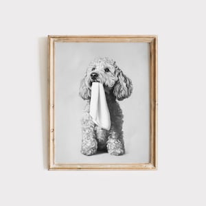 Goldendoodle, Goldendoodle Print, Animal Bathroom Wall Art, Dog Wall Decor, Bathroom Print, Goldendoodle Gift, Dog Bathroom Black And White