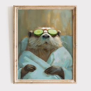 Poster di lontra Poster per bagno con animali Regalo di lontra Regalo di benessere Lontra Arte Decorazione della parete del bagno Poster Bagno Stampa Animale Download digitale