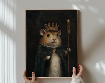 ハムスターの頭蓋骨プリント、ペットの肖像画、不気味なアート、ホラー