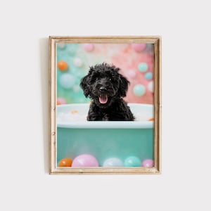 Goldendoodle Wall Art | Dog Bathroom Decor | Goldendoodle Gift | Animal Wall Art | Black and White Dog Print | Bathroom Digital Download