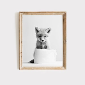 Fuchs Wandkunst, Wald Wanddruck, Fuchs Tier Badezimmer Poster, Fuchs Dekor, Fuchs Geschenk, Badezimmer Wanddekoration, schwarz und weiß Fuchs Badezimmer Druck