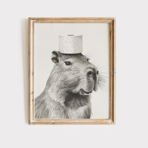 Capybara Poster | Animal Bathroom Art | Black and White Capybara Print | Capybara Gift | Bathroom Wall Decor | Animal Wall Art