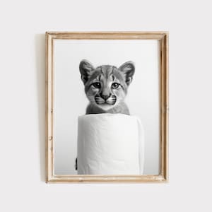 Nadruk Puma, Nadruk Panther, Sztuka ścienna Panther, Prezent Puma, Sztuka łazienkowa, Czarno-biała dekoracja ścienna do łazienki, Cyfrowe pobieranie nadruku artystycznego Puma