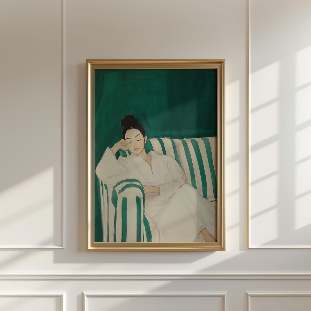 Emerald Green Abstract People Large Wall Art, Contemporary Artwork ...