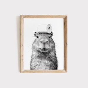 Capybara, Capybara Poster, Animal Bathroom Poster, Capybara Gift,Capybara Art, Bathroom Wall Decor, Poster black and white Bathroom Print