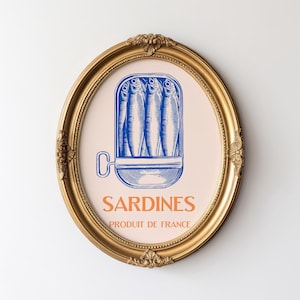 Vintage Sardines Wall Art, French Kitchen Poster, Retro Food Illustration, Blue Nautical Pantry Decor (Digital Download) image 8