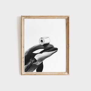 Orca Poster Orca Animal Bathroom Poster Orca Gift Orca Art Bathroom Wall Decor Poster black and white Orca Bathroom Killer Whale Print Gift