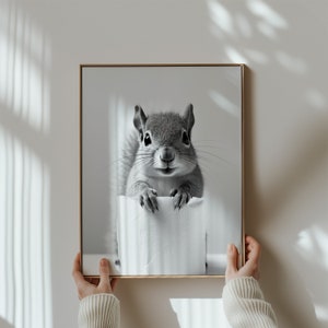 Eichhörnchen Dekor Tier Badezimmer Dekor Eichhörnchen Wand Kunst Kinder Bad Geschenk Badezimmer Kunst schwarz und weiß Badezimmer Druck Digitaler Download