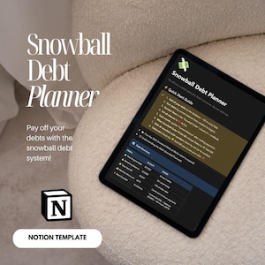 Snowball Debt Notion Planner, Notion Template, Notion Dashboard, Adhd Notion Planner, Minimalistic Digital Planner, Dark Mode Templates