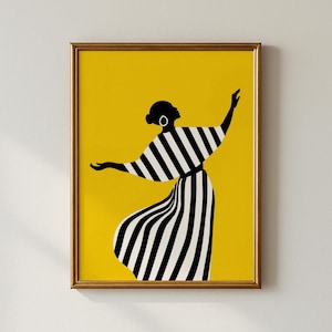 Afrocentric Wall Art, Afrohemian Decor, Minimalist Black Woman Art Print, African American Art, Digital Download