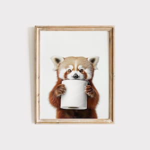 Red Panda Poster Animal Bathroom Red Panda Gift Red Panda Art Bathroom Wall Decor Poster black and white Bathroom Print Red Panda Art