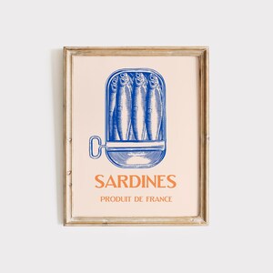 Tinned Sardines Digital Art Print | Retro Wall Art | Sardine Poster | Kitchen Decor | Foodie Gifts | Tinned Fish Art | Trendy Food Poster