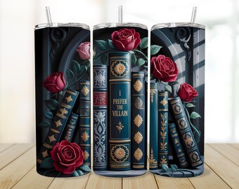 I Prefer the Villain Tumbler Wrap, Gothic Book Lover Design (Digital Download)