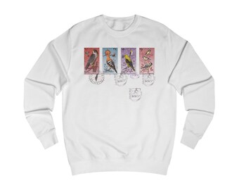 Wings of Resilience Unisex Sweatshirt: Celebrating Palestinian Heritage with Vintage Bird Stamps - Freedom Support