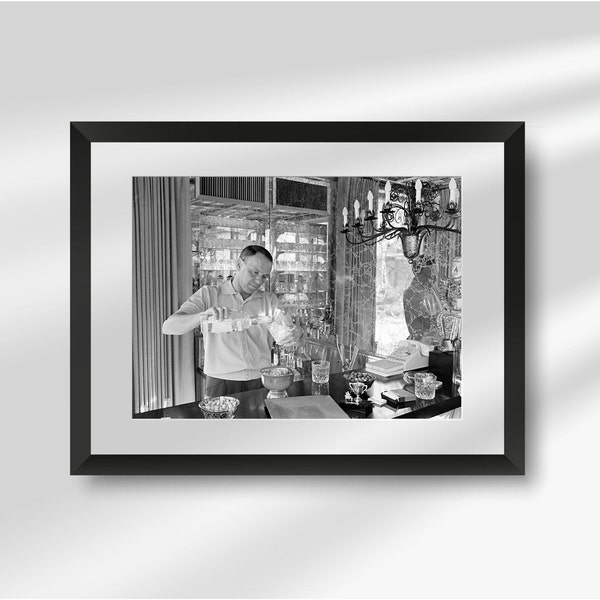 FRANK POURING A DRINK, Photography Prints, Wall Art, Black and White Poster, Sinatra Poster, Gift for Him, Gift for Her, Man Cave Decor