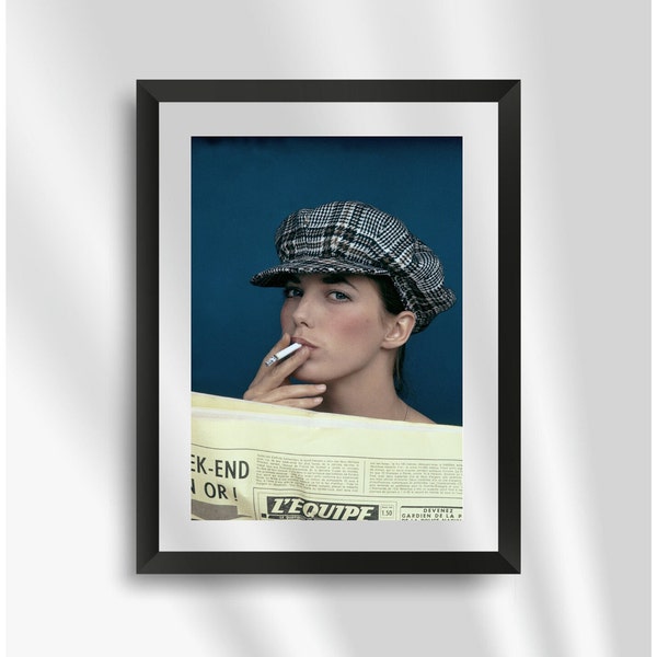 SMOKING JANE, Fashion Vintage Print, Photography Print, Wall Decor, Gift for Her, Paris, Jane Birkin Print, Seventies Poster, French Poster