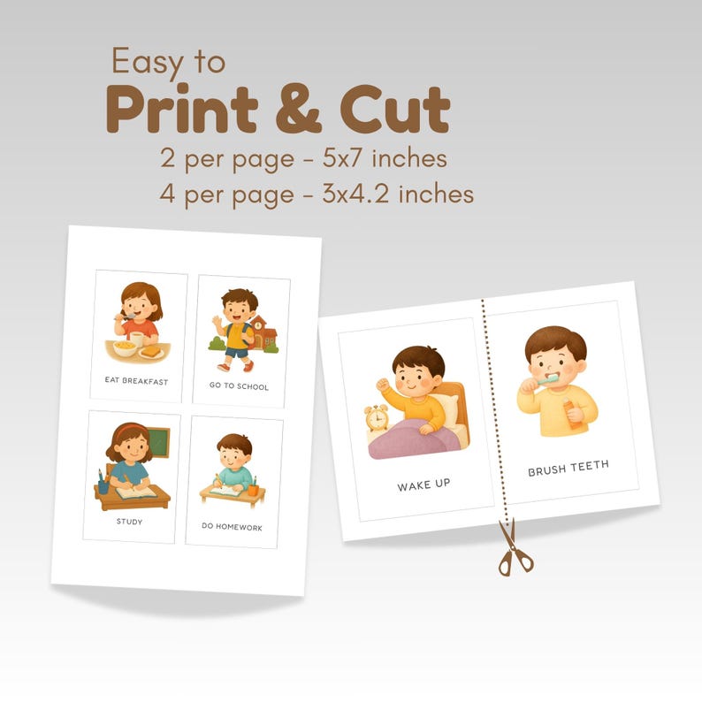 Picture Routine Flash Cards Book Kids Routine Flashcards Printable, Preschool Daily Activities, Morning ...