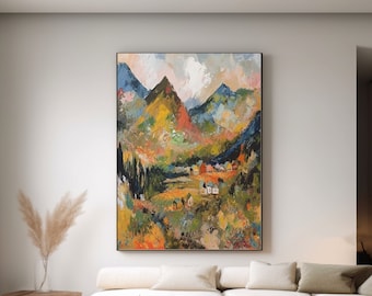 Landscape oil painting mountain oil painting hand-painted texture oil painting bedroom office decoration living room wall decoration