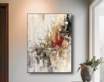Original hand-painted custom oil painting abstract texture minimalist painting brown white oil painting living room bedroom decor home gift