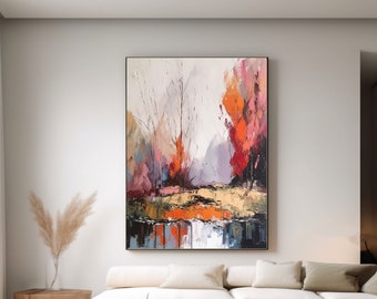 Modern landscape oil painting abstract hand painted texture oil painting living room bedroom decor office corridor wall art decor home gift