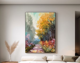 Large landscape oil painting hand-painted texture oil painting living room bedroom wall art decoration office corridor custom gift home gift