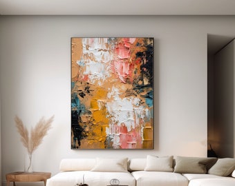 Pintura al óleo de textura abstracta, pintura al óleo personalizada original pintada a mano, dormitorio, sala de estar, oficina, pasillo, decoración de pared, regalo para el hogar