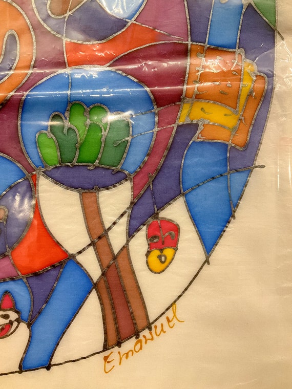 Yair Emanuel Embroidered Passover Matzah Cover - Pink & Red Pomegranates Design, Silk, 16x16 Inch - View #7