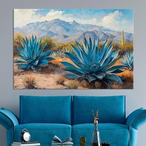 Blue Agave Desert Canvas Print: Arizona Floral Nature Wall Art (Ready to Hang)
