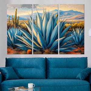 Blue Agave Canvas Print: Southwestern Cactus Wall Art