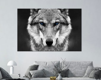 Wolf canvas print Animal art Wolf wall decor Wildlife print Forest animal art Extra large wall art Living room decor