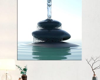 Zen Stones Canvas Print: Relaxing Water Stones Wall Art for Spa Home