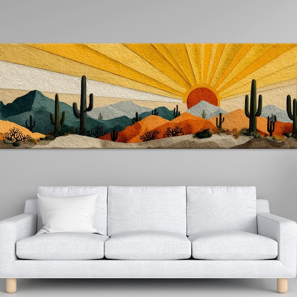 Abstract Desert Canvas Art: Arizona Mountain Landscape Print