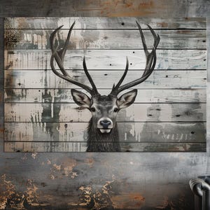 Deer Large canvas wall art Canvas print Animal portrait Wildlife art Deer antlers Rustic wall decor Animal print Hunting gifts