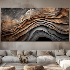 Abstract Waves Canvas Print: Wood Texture Modern Wall Art