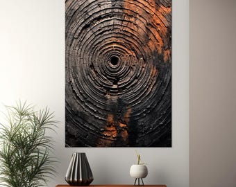 Abstract Tree Ring Canvas Print: Farmhouse Wall Decor, Housewarming gift