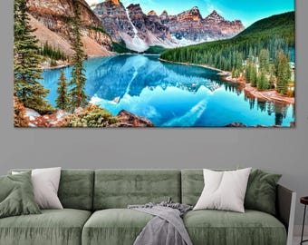Moraine Lake Canvas Wall Art: Banff National Park Mountain Landscape