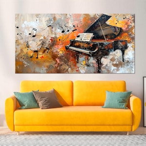Grand piano Large canvas wall art Canvas print Music art Piano painting Musical instrument Piano art Music abstract art Music room decor