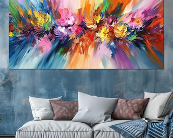Colorful Abstract Floral Canvas Print: Contemporary Wall Art