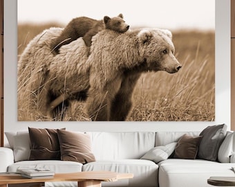 Brown Bear Cub Canvas Print: Wildlife Nursery Wall Art
