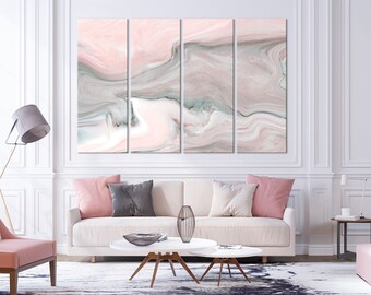 Pink marble canvas print Contemporary canvas art Grey print Marble decor Abstract canvas Extra large wall art Living room decor