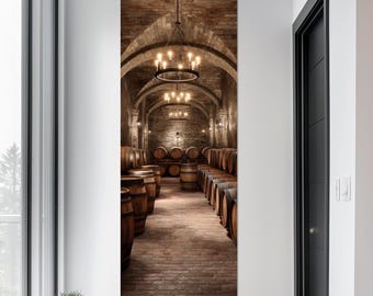 Wine Cellar Canvas Print: Rustic Bar Wall Art, Cottagecore Decor